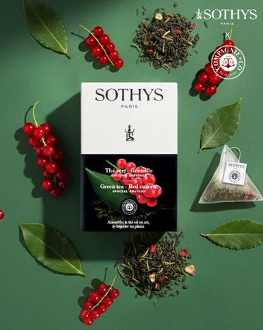 Zielona herbata Sencha Sothys 25 saszetek Zielona Herbata i Czerwona Porzeczka – herbata premium w kompozycji z liśćmi i owocami