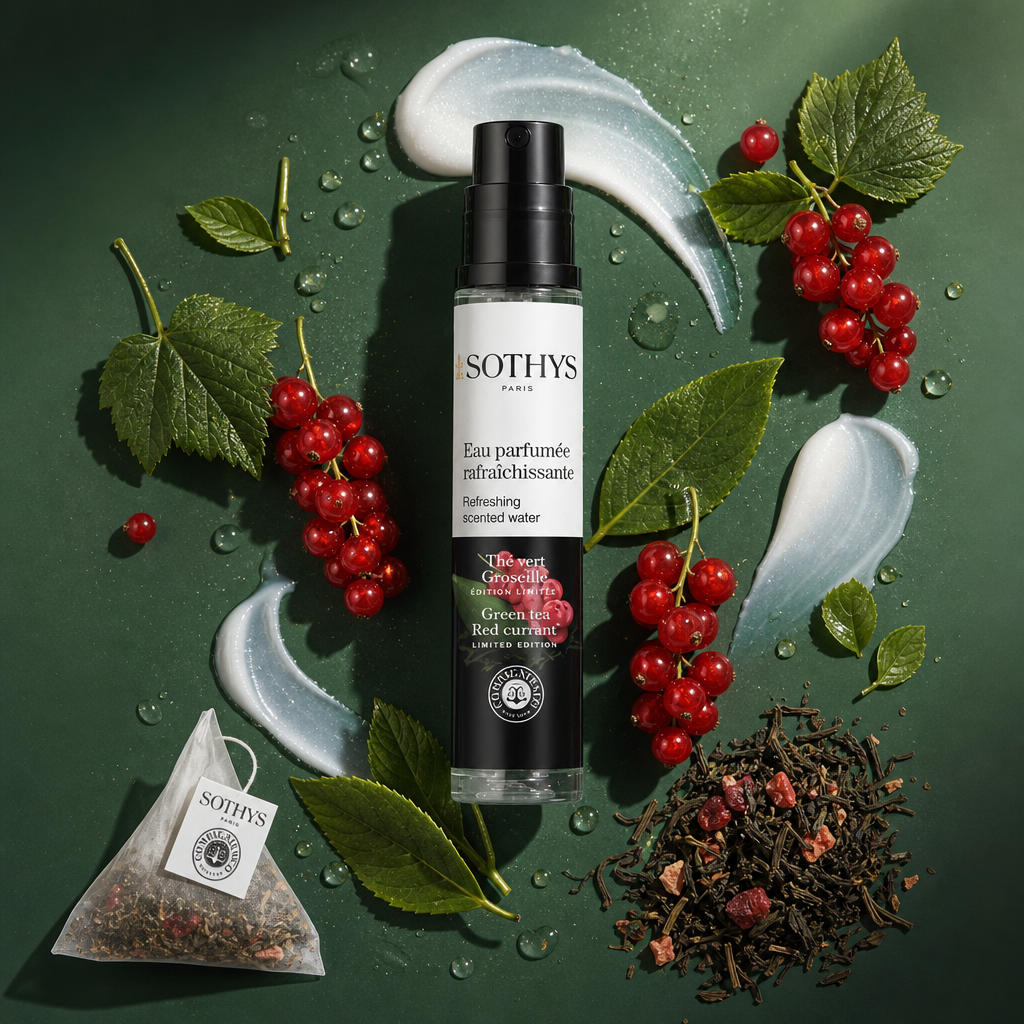 Perfumowana woda do ciała Sothys 15 ml Zielona Herbata i Czerwona Porzeczka – mgiełka zapachowa w kompozycji z liśćmi herbaty i owocami